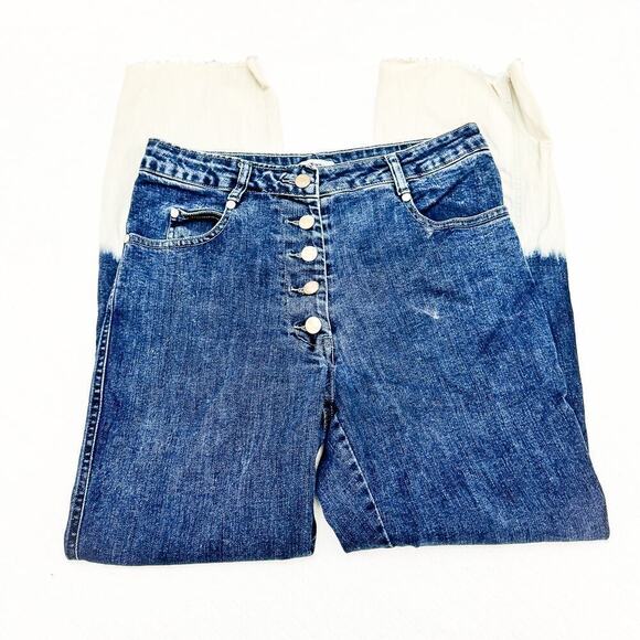 Miaou Button Fly Dipped Die Bleached Ankle Denim Jeans Size 28 - Picture 4 of 10